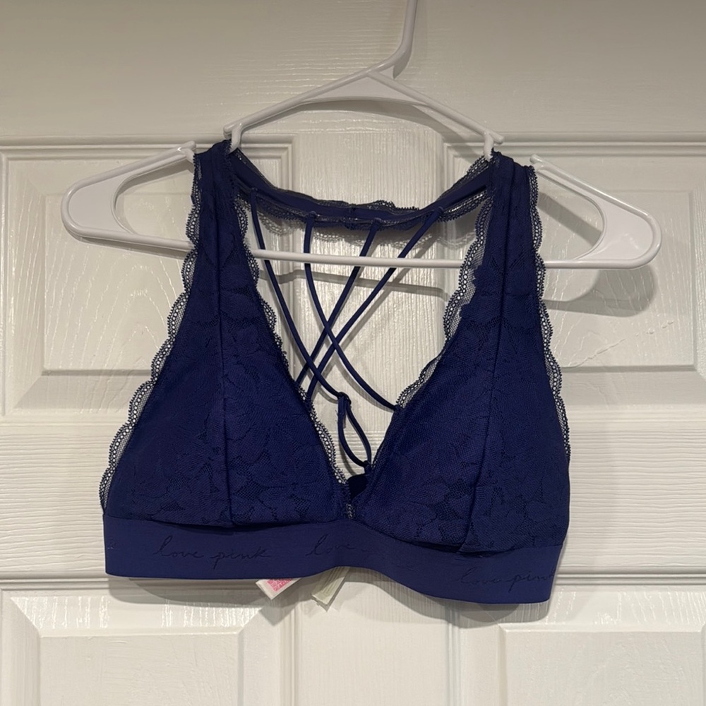 PINK Victoria's Secret Women’s Lace Bralette with Crisscross Back Size Large